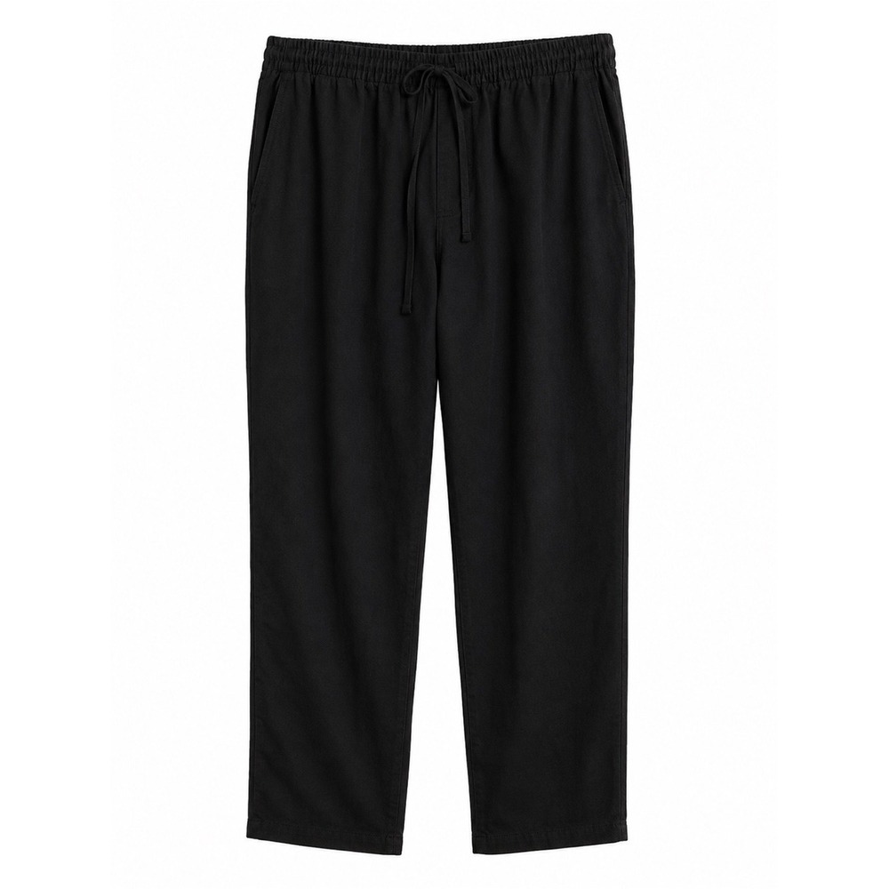 H&M Black Linen Blend Drawstring Pants Size Large NWT Relaxed Coastal Style